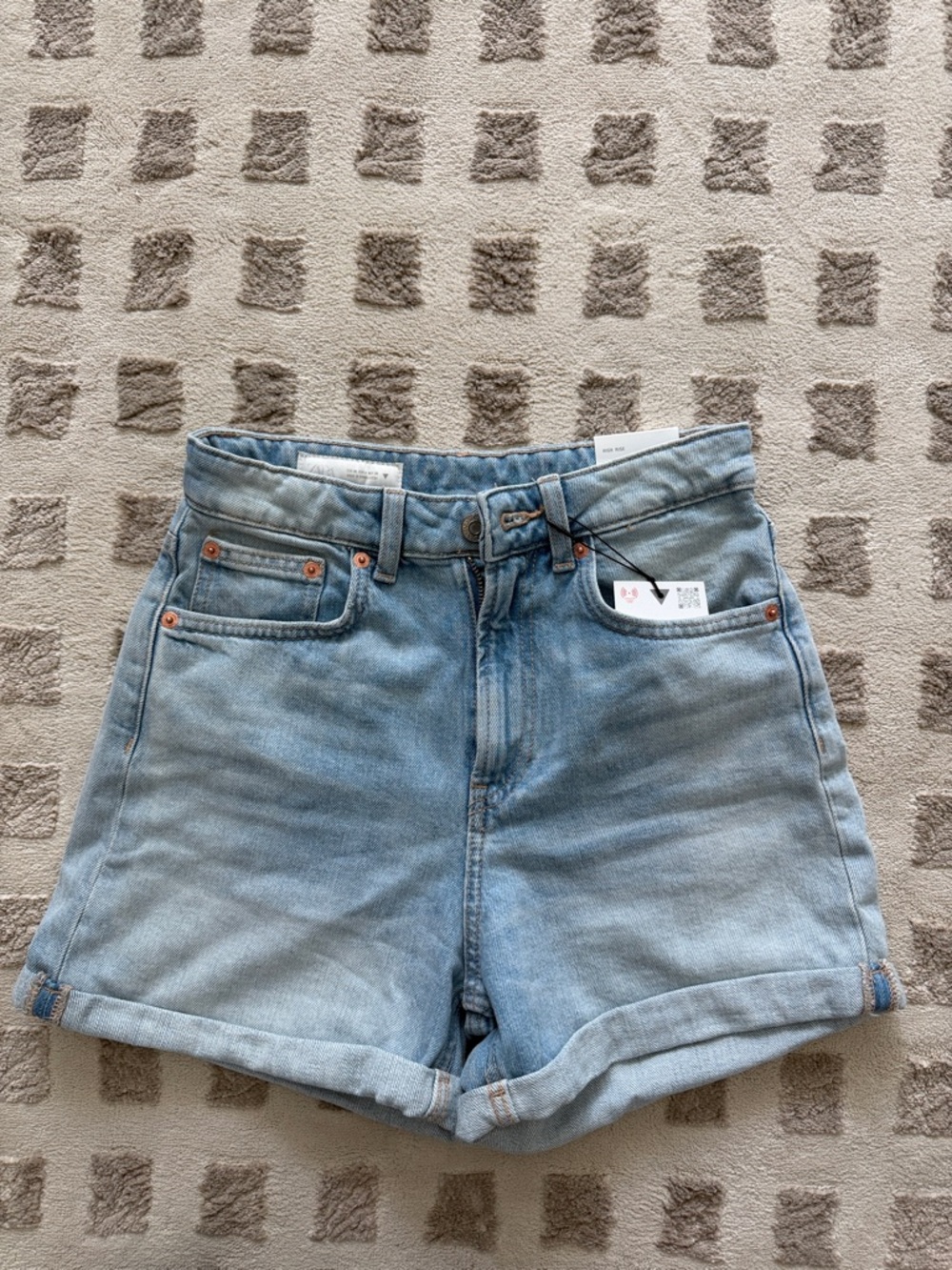 Zara Light Blue Denim High-Rise Shorts